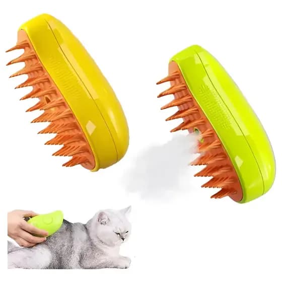 Escova Vapor Eletrica Pet Spray Removedora De Pelos Gatos E Caes Tira Pelos Mortos Massageadora 3em1