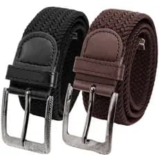 Kit 2 Cinto Masculino Elástico Tecido Trançado Modelo Tressê Com Ponteira Y44000K2