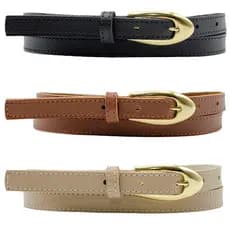 Kit 3 Cinto Feminino 1,5cm Fivela Dourada Redonda Moda Atual Inverno Verão 96180K3
