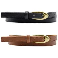 Kit 2 Cinto Feminino 1,5cm Fivela Dourada Redonda Moda Atual Inverno Verão 96180K2