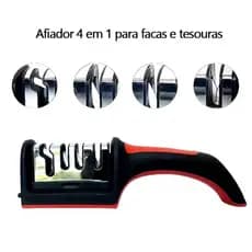 Amolador de Facas e Tesouras Profissional em Aço Inox 4 em 1