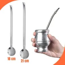 Bomba de Chimarrão em Aço Inox Lisa 18cm ou 21cm - Não Enferruja