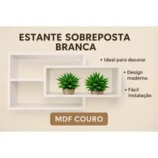 Nicho Decorativo Branco em MDF com Plantas Artificiais - Design Moderno