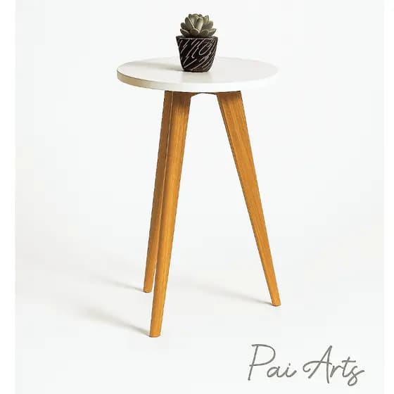 Mesa Lateral Decorativa Redonda 30cm 100% MDF Pé Madeira Sala Quarto Escritório Mesa de Apoio Moderna