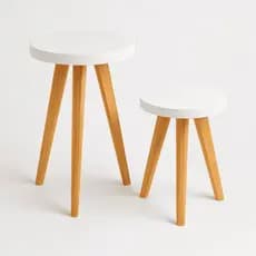 Mini Mesa de Apoio MDF Pé Palito Pinus | Decore Sala Quarto Jardim