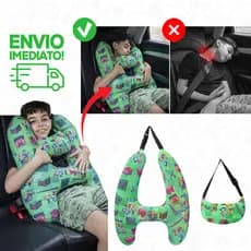 Almofada Carro para Viagens Formato H com Travesseiro Passante Cinto de Segurança