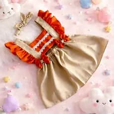 Romper Vestido Infantil MOANA Laranja com Beje Escuro