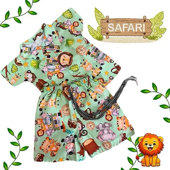 CONJUNTO  MENINO MAURICINHO TEMÁTICO SAFARI INFANTIL