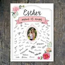Quadro Decorativo Assinatura Aniversário Menina Debutante Personalizado Foto promoção
