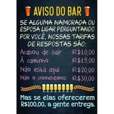 Placa decorativa aviso de bar bebida buteco frase alta qualidade