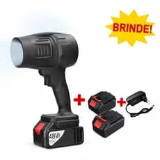 🔥 Soprador Turbo Portátil 48V Sem Fio Elétrico Bivolt + 2 Baterias Recarregáveis | Potente para Limpeza 🍃