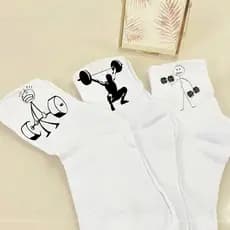 Kit 03 Pares de Meias Brancas Personalizadas Cano Alto Crossfit Academia Frase Engraçadas