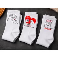 Kit 03 Pares de  Meias Brancas Criativas Treino – Personagens Divertidos Fitness Dia a Dia