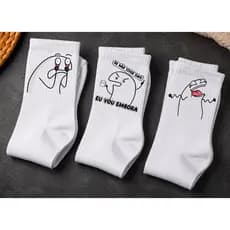 Kit de Meia 03 Pares Desenhos Engraçados Divertidos