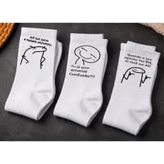 Meias Criativas Estilo Desenho Meme – Kit 3 Pares Fitness Casual Conforto Premium