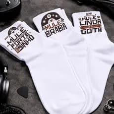 Meia Frase Nordeste Mulher Forte Kit 03 Pares Estampas Diversas