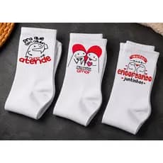 Kit 03 Pares de Meias Criativas Treino – Personagens Divertidos Fitness Dia a Dia