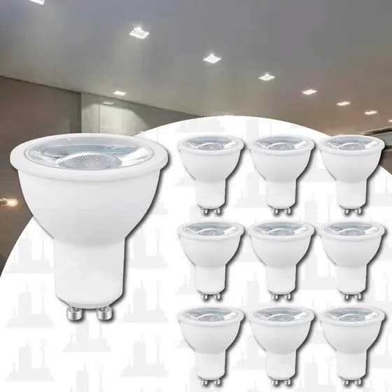 kit 10 Lampada dicroica led 6,5w/7w mr16 gu10 para spot Bivolt 3000k 4000k 6000k LED FACTORY
