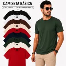 Kit 3 Camisetas Básicas Masculina 100% Algodão Reforço Ombro a Ombro Casual Lisa Moderna Casual Lisa