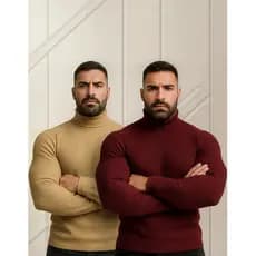 Kit 2 Blusa Cacharrel Masculino Gola Alta Canelado Camisas