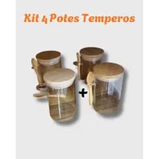 Kit com 4 Porta Condimentos 280ml pote temperos porta especiarias Kit 4 Porta Temperos de Vidro Porta Temperos com tampa