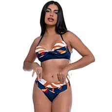 Biquíni Feminino Estampa Dupla Bojo Fixo Meia Taça Com Aro e Cós Alto Que Valoriza a Cintura