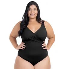 Maiô Body Plus Size Feminino Chapa Barriga Bojo Transpassado Liso Hidroginástica Moda Praia