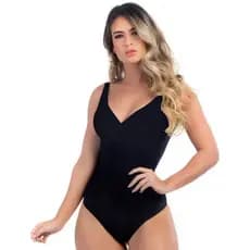 Maio Body Feminino Transpassado Bicolor Cintura Disfarça Barriga Confortável Moda Promoção