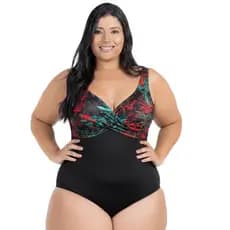 Maiô Feminino Chapa Barriga Plus Size Modela Cintura Com Bojo Removível Alças Largas Reforçadas