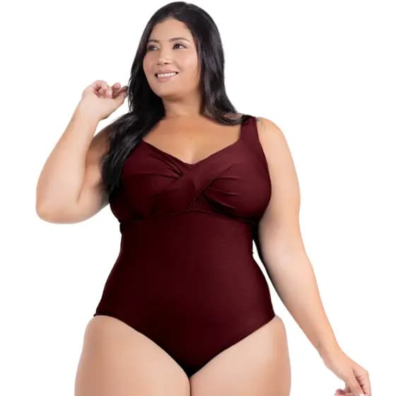 Maiô Body Feminino Plus Size Modela Cintura Bori Liso Casual Natação Praia Piscina Casual
