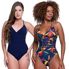 Kit Maiô Modelador Chapa Barriga Liso e Estampado Com Bojo Removível Moda Praia