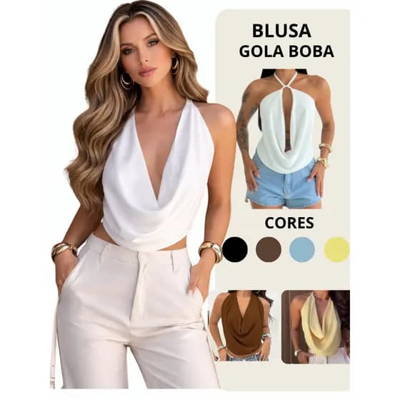 Top Cropped Frente Unica Multiformas de Amarração Gola Boba – Versátil, Moderna e Elegante