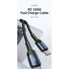 Cabo Toocki 100W/60W USB C Para Tipo C Carregamento Rápido Cabo De Dados USB C Para Tipo C