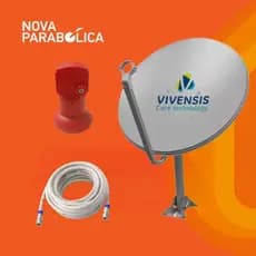 Nova Antena Parabólica Banda Ku Digita Full HDl Vivensis 60 Cm Sitio Fazenda + LNBF + Cabo 15mts
