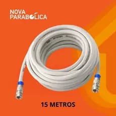 Cabo Coaxial Rg59 Antena TV Branco 15 mts + 2 conectores Parabolica Digital Sitio Fazenda