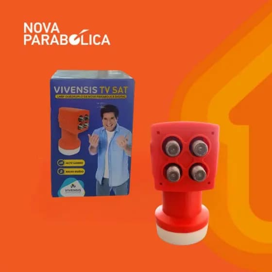 Lnbf Quádruplo Universal Ku Vivensis Digital 4 Pontos saídas Alto Ganho HD 4 TV Nova Parabólica