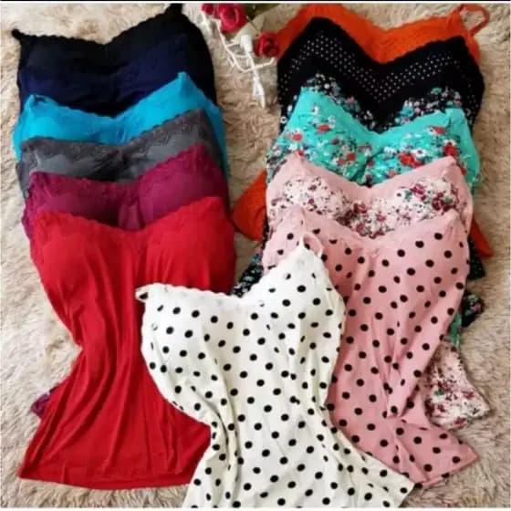 Kit 2 blusa feminina Regatas Feminina Renda com Bojo e Alças Regulável Moda Feminina
