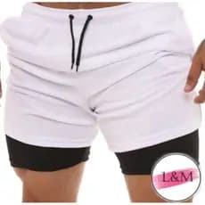 Shorts Masculino 2 em 1 com proteção UV, Short revolution, bermuda para treino, academia, corrida, esportiva, fitness Original