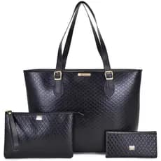 Bolsa Feminina Grande Shopper Casual + Carteira + Necessaire Elegante