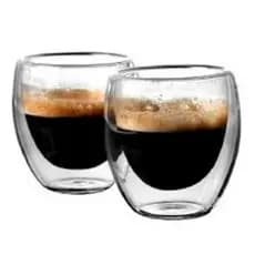 Kit 2 Copos de Café de Vidro Duplo Expresso Chá Capuccino 100ml