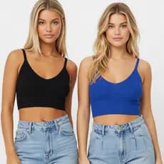 Kit Com 2 Cropped de Alça Feminino Canelado – Conforto e Estilo