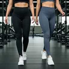 Kit Com 2 Calças Legging Cintura Alta Zero Transparencia Suplex - Academia