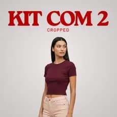 Kit 2 Cropped Canelado Manga Curta | Blusinha Feminina Top Básico