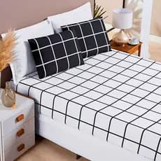 Jogo de Cama 3 Peças King\Queen\Casal\Solteiro 200 Fios Percal Lençol Com Elástico Austin