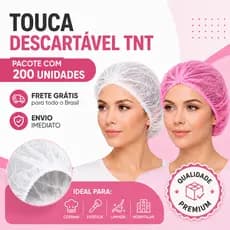 Touca Descartável Profissional TNT 100 Unidades para Cozinha Estética
