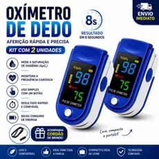 Oxímetro Digital de Dedo Portátil LED Medidor SpO2 Saturação de Oxigênio e Frequência Cardíaca Monitor de Pulso com Tela
