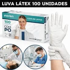 Luva de Látex Descartável Com Pó 100 Unidades Alta Resistência Uso Profissional