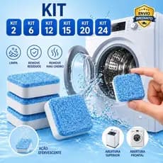Kit Pastilhas Efervescentes Limpa Máquina de Lavar Roupa Remove Mau Cheiro e Resíduos Higienizador Multifuncional