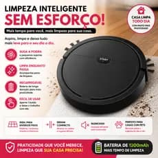 Robô Aspirador de Pó Automático Recarregável 1200mAh Limpa Aspira e Passa Pano Compacto Bivolt