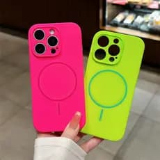 Capa De Telefone Magnética De Círculo Fino Neutro De Silicone Compatível Com iPhone12promax 15promax 15pro 14pro 14proma